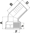 45° Hosetail fitting - Female