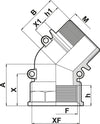 45° Female / Male threaded fitting - BSP