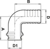 Angled Hosetail fitting for Fly Nut