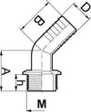 45° Hosetail fitting - Male