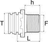 Straight Hosetail Fitting with Fork Coupling - Male Thread with Male Connection