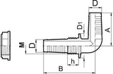 90° one-piece Bulkhead Hosetail with Lock Ring