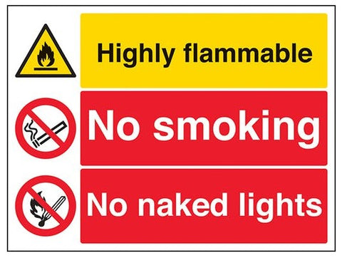 SAFETY SIGNS: High Flammable/ No Smoking/ Naked Lights