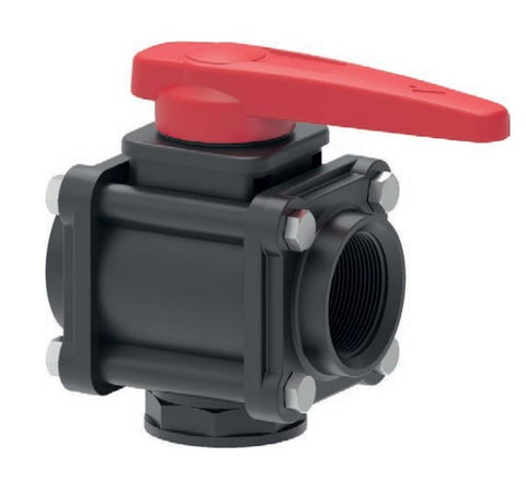 3 Way Ball Valve - Series 453 Bottom Threading  (1/2" to  3")