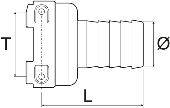 Straight Hosetail fitting with fork coupling - Female